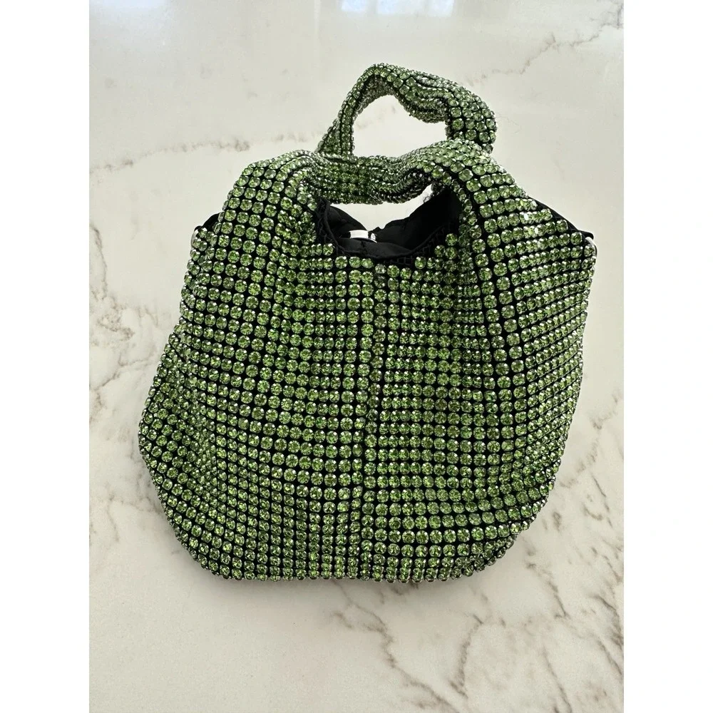 Hand‎ Bag Crystal Bucket In Emerald, Mini Elegant